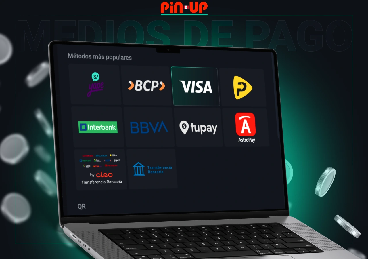 Formas de pago disponibles en la plataforma Pin-Up