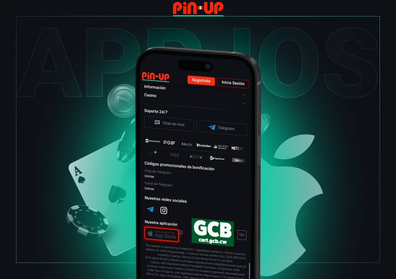 Aplicación móvil Pin UP en dispositivos iOS